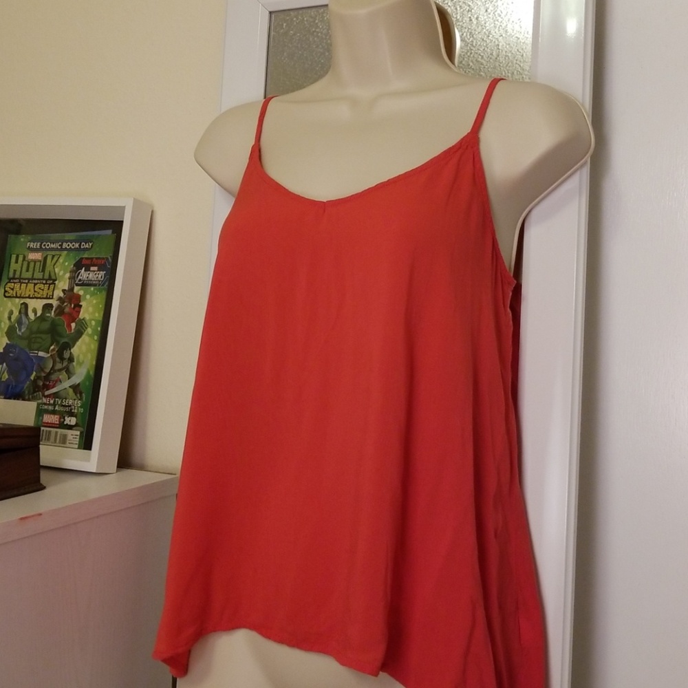 Split Back Bring Red Top